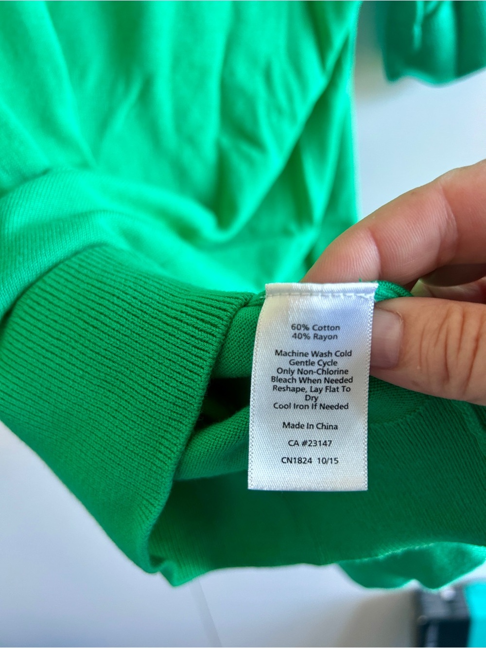 Talbots Bright Green Short-Sleeve Cotton Crewneck Top - Picture 7 of 7